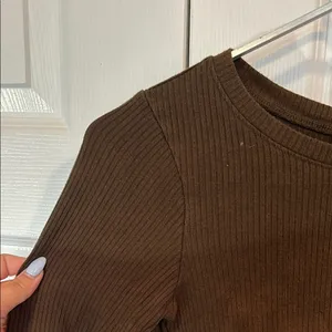 Bozzolo Brown Fitted Crop Blouse Long Sleeve thumbnail 3