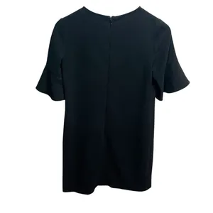 Loft Shift Dress Womens 0‎ Black Flounce Ruffle Sleeve Crepe Mini Career Classic thumbnail 2