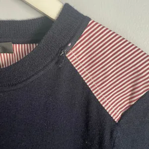 J.Crew Navy Blue Sweater‎ Nautical Red White Stripe Americana Preppy Office S thumbnail 4