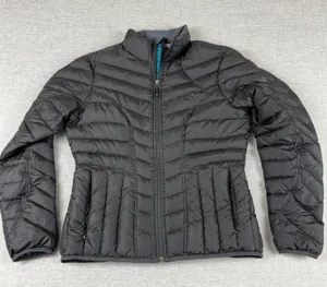 Athleta Jacket Womens Small Black Goose Down Puffer Full Zip Hiking Quilted thumbnail 1