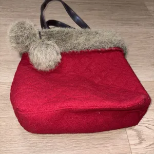 Bath And Body Works Bag Purse Red Bag With Faux Fur Y2K thumbnail 7