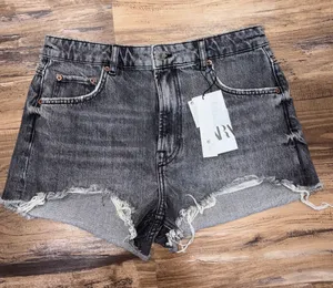 Zara The High Waist Short in Arctic Grey sz 10 NWT distressed thumbnail 1