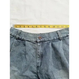 Vintage High Waisted Denim Shorts Pleated Acid Wash Patchwork Boho Jean Size M thumbnail 11