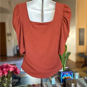 Free People Terracotta Puff Sleeve Tee thumbnail 6