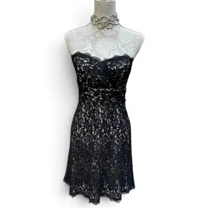 White House Black Market Black Lace Dress Strapless Cocktail Formal Sz 4 Small thumbnail 3