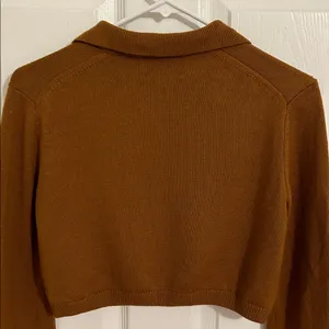Aritzia Wilfred Nextdoor Cropped Polo Knit Cardigan Rich Chestnut New Size XS thumbnail 13