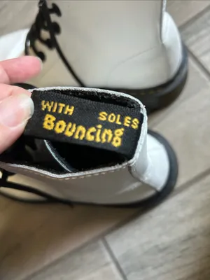 Dr. Martens White Leather Lace-Up Boots with Black Laces thumbnail 7