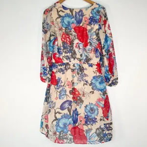 Honey Punch Nude Multicolor Floral Print Flowy Long Sleeve Dress Lulus Womens M thumbnail 7