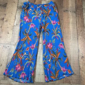 Rachel Roy Tropical Crinkle Medium Beach Wide Leg Pants Vacation Resortwear thumbnail 3