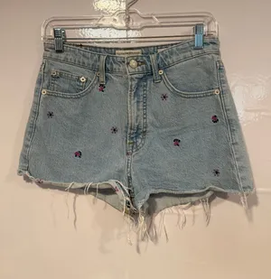 Light Blue Embroidered Floral Lucky‎ Brand Denim Shorts thumbnail 1