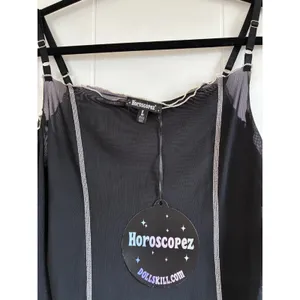 NWT Dolls Kill Horoscopez Black Mesh Cold Shoulder Dress Mini Moon Zodiac Goth L thumbnail 6