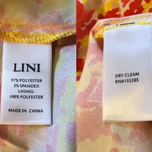 Lini Amalia Midi Dress‎ High Low Hem Yellow Multi Women's Size Large thumbnail 6