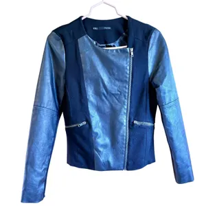 Maurice's Moto Jacket Biker Style Small Black Faux Leather Zipper Grunge Whimsy‎ goth thumbnail 4