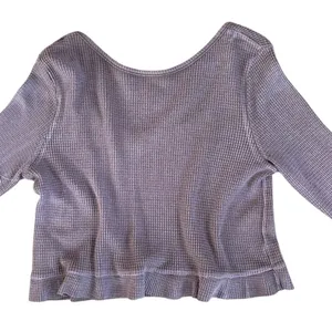 NWT Free People Long Sleeve Waffle Knit Ruffled Crop Top Size Small thumbnail 8