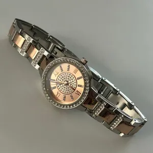 Women’s Two-tone Crystal Bezel Rose Gold Dial Watch Working New Battery thumbnail 1