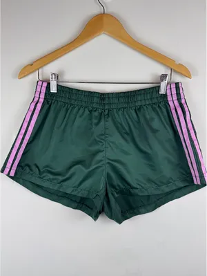 Edikted Nikki Nylon Shorts Dark Green Pink Side Stripe Y2K Athletic Size L thumbnail 3