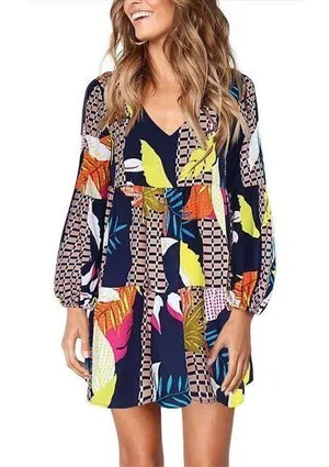 NEW Tunic Dress V Neck Casual Loose Flowy XL IMPERFECT thumbnail 1