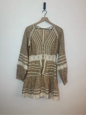 Veronica Beard‎ Addilyn Floral cotton peasant dress with lace trim thumbnail 4
