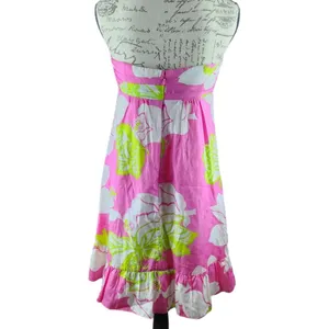 Lilly Pulitzer Blair Silk Dress strapless Ruffle hem‎ in Hot Pink size 6 Small thumbnail 2