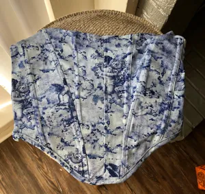 Blue Graphic Tube Corset Top (S) thumbnail 1