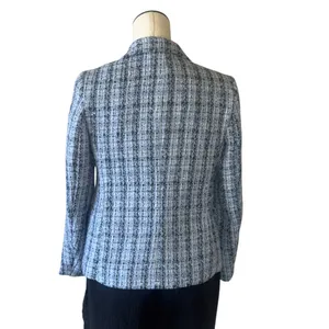 NWT Anne Klein One Button Tweed Jacket Blazer In Color Skyway Multi thumbnail 4