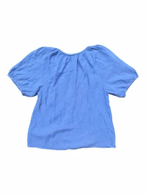 J. Crew Periwinkle Cotton Gauze Peasant Blouse thumbnail 4
