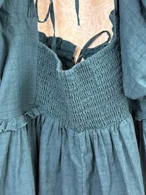 Pilcro by Anthropologie Teal Green Puff-Sleeve 3" Babydoll Romper - Size - XL thumbnail 6