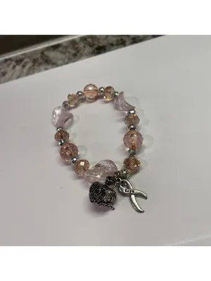 Alexa’s Angel Costume Jewelry Bracelet Beaded Stretch Pink Bead Heart Locket thumbnail 6