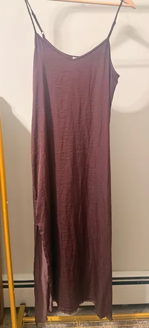 Aerie Burgundy Satin Dress thumbnail 1