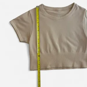 OFFLINE by Aerie Women M Cropped T-Shirt Short Sleeve Cream Beige thumbnail 7