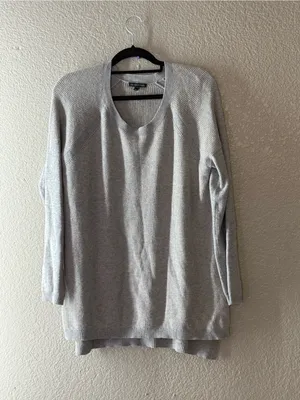 Eileen Fisher M Organic Cotton Cashmere Waffle Knit Tunic Lagenlook Gray thumbnail 6