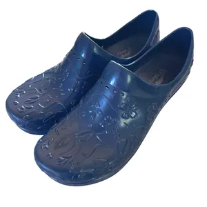 Dansko Professional Clogs Women 40 Navy Blue Floral Embossed Slip Resistant Work thumbnail 1