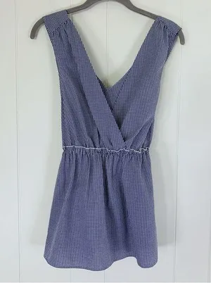 Banana Republic NWT Blue & White Check Pinafore Top S thumbnail 1