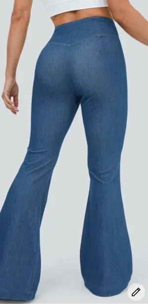 Halara High Waisted Crossover Casual Flare Jeans thumbnail 1