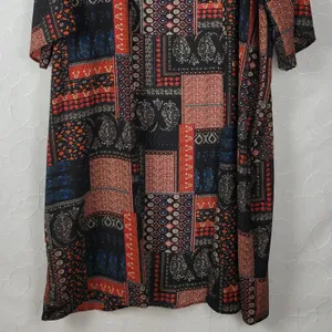 PinkBlush Womens‎ Kimono Cover Up Size L Black Brown Bandana Paisley Print Open thumbnail 9