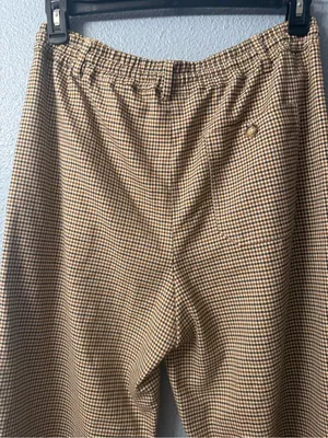 Anthropologie Maeve Classic Women's Houndstooth Wide-Leg Pants in Tan NWOT thumbnail 7