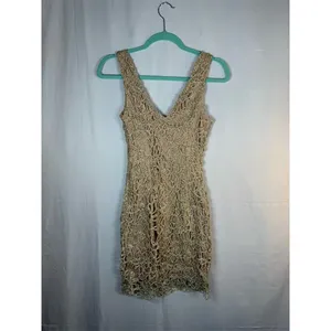 Windsor Dress Womens S Gold Gold Beaded Sequin Bodycon Mini V-Neck thumbnail 9