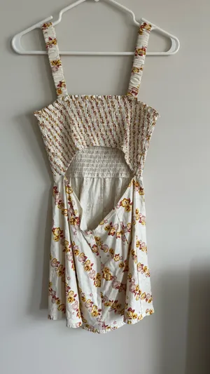 For Love & Lemons Georgia Smocked Mini Dress Mustard Small thumbnail 6