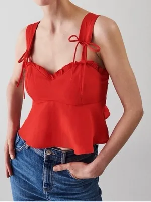 Zara red flutter top new nwt thumbnail 1
