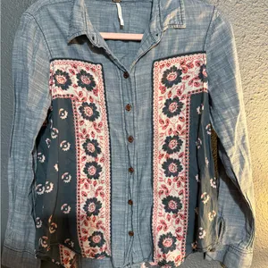 Free People Born Free Bandana Print Chambray Western Shirt thumbnail 4
