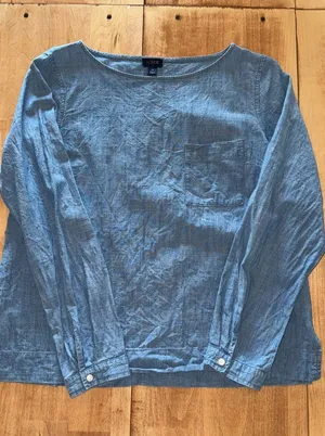 J.Crew Womens‎ Blue 100% Cotton Chambray Long Sleeve Pullover Top Size M thumbnail 1