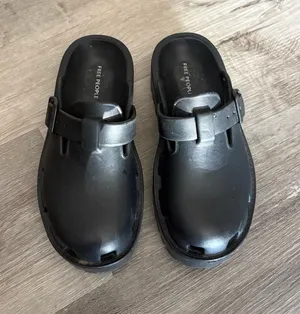 Free People Matte Black Buckle Clog Mules thumbnail 1