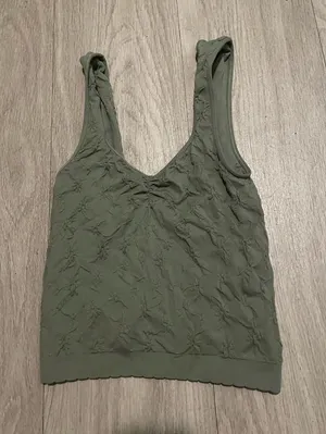 aerie Olive Green Embroidered Scoop Tank thumbnail 1