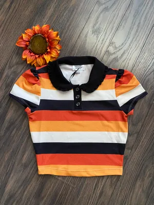 Unique Vintage NWT  Candy Corn Stripes Crop Top SMALL thumbnail 2