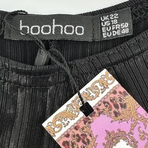 Boohoo Black Laney Twist Front Crop Top XL Grunge Fairycore Y2K Whimsigoth Indie thumbnail 7