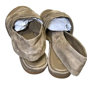 Tory Burch Gathered Slingback Strap Coastal Suede Espadrille Sandals Size 7.5 thumbnail 5