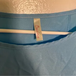 Coco Love Women's Size Large‎ Long Sleeve Blouse Light Blue Wrap Back Round Neck thumbnail 12