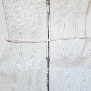 Retrofête Amberly Leather‎ Dress in Optic White Size M NWT Snakeskin Mini Lace thumbnail 12