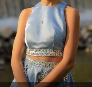 Blue jeweled homecoming two piece dress thumbnail 1