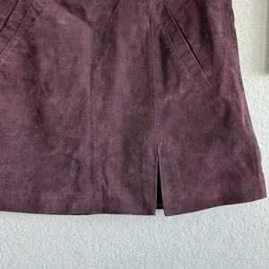 Blank NYC Leather Suede Burgundy Red Mini Skirt Side Slit Size 31 thumbnail 7